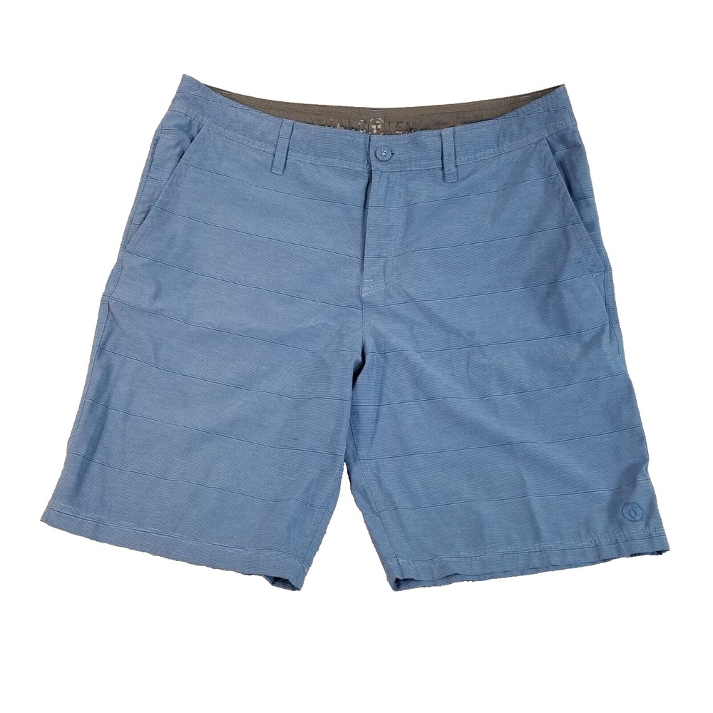 Hang Ten shorts mens 36 x 10.5 blue stripe hybrid swim surf beach outdoor summer